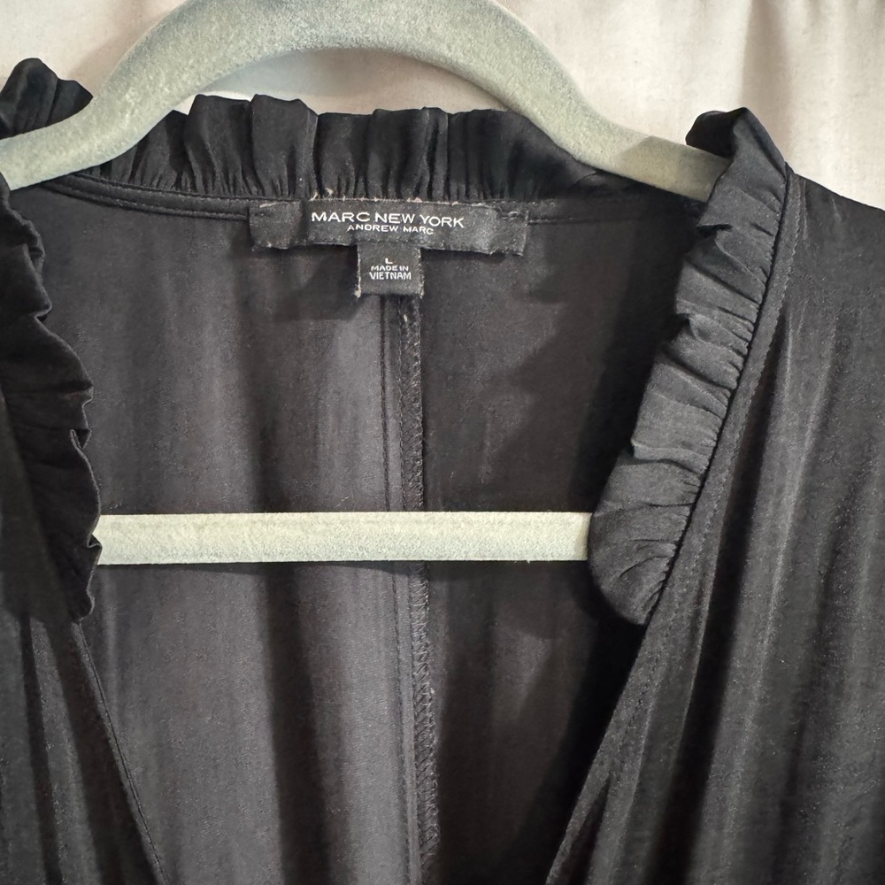 Marc New York Black Ruffled Neckline Dress